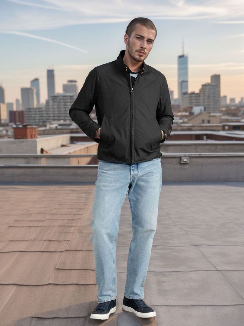 Men's Casual Zip-Up Jacket Lightweight Spring Autumn Outerwear Slim Fit Stand Collar Plain Color Coat For Youth_voghion.com