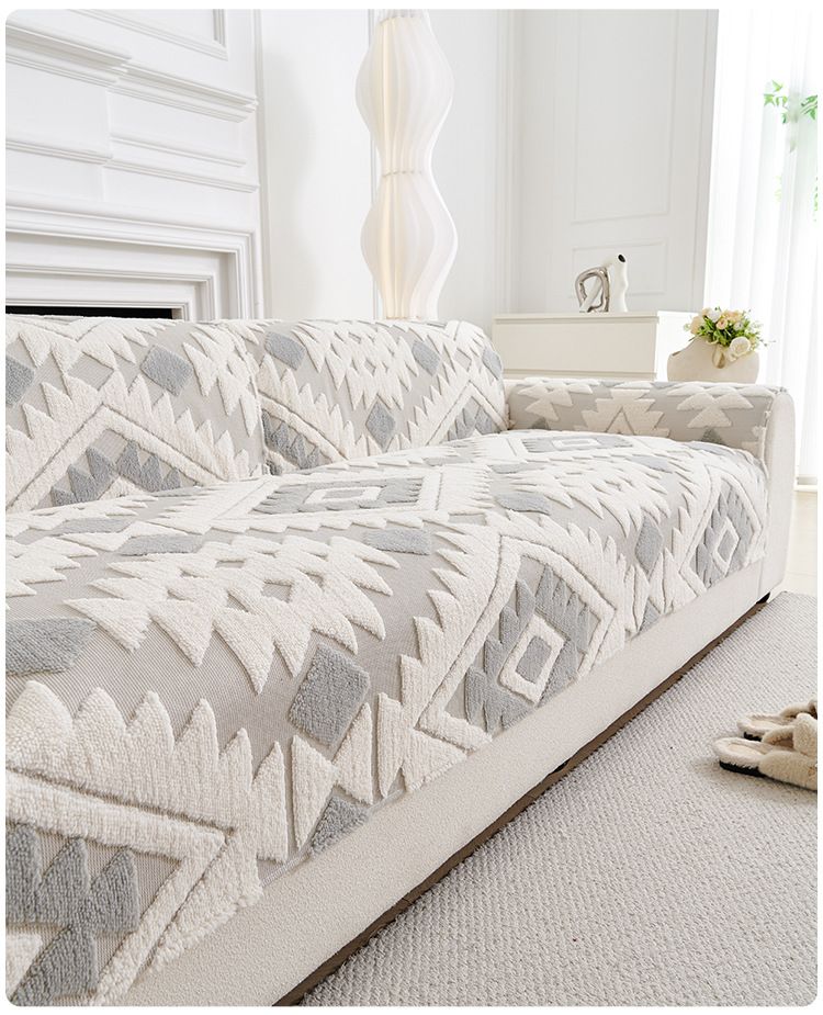 Bohemian Flannel Sofa Cushion Cover - Geometric Pattern Slip-Resistant Couch Protector (Multiple Sizes & Colors)_voghion.com