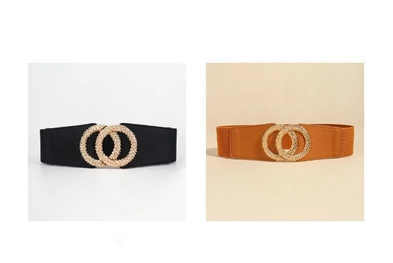 Nuova cintura Doppio passante Cintura di moda semplice europea e americana Cintura elastica nera Elastica in vita Cintura larga Sigillatura in vita per le donne_voghion.com