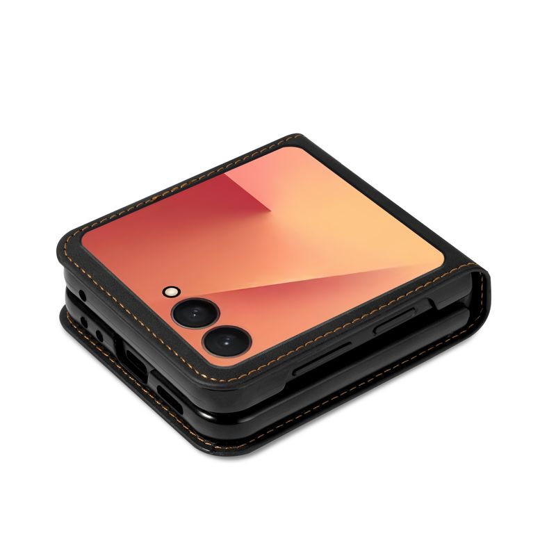 Compatible With Samsung Foldable Z Flip7 6 5 4 3 Solid Color Flip Card Slot Stand Fashion Phone Case_voghion.com