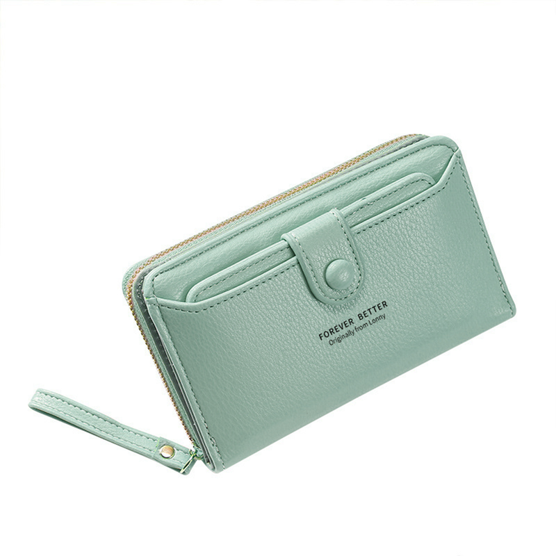 Coin Purse Smooth Zipper Press Button High Capacity Horizontal Multifunction Pocket Storage Delicate Sewing Long Fold Female Clutch Bag For Work_voghion.com