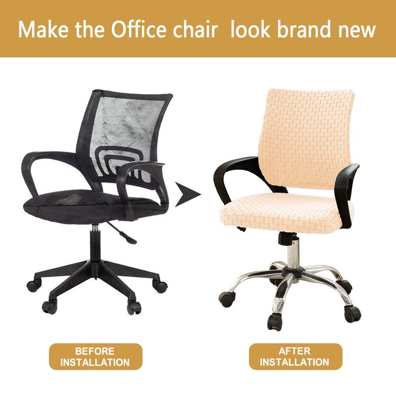 Premium Polyester Office Chair Cover – Full Wrap Stretch Design, Anti-Slip & Dustproof, Modern Geometric Pattern (7 Colors, One-Size Fits Most)_voghion.com