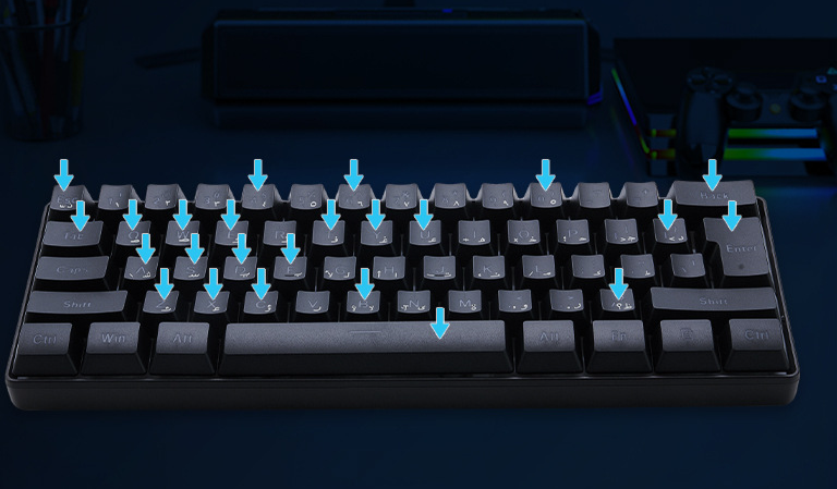 Cross-Border Wholesale 61-Key Gaming Lighted Business Office Mechanical Feel Portable Compact Computer Keyboard_voghion.com