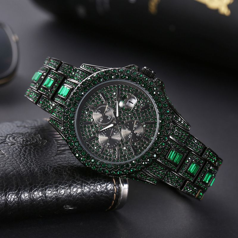 Watch Live Streaming: Fashionable Hip-hop, Full Of Colorful Diamonds, Men's Luminous Quartz Watch_voghion.com