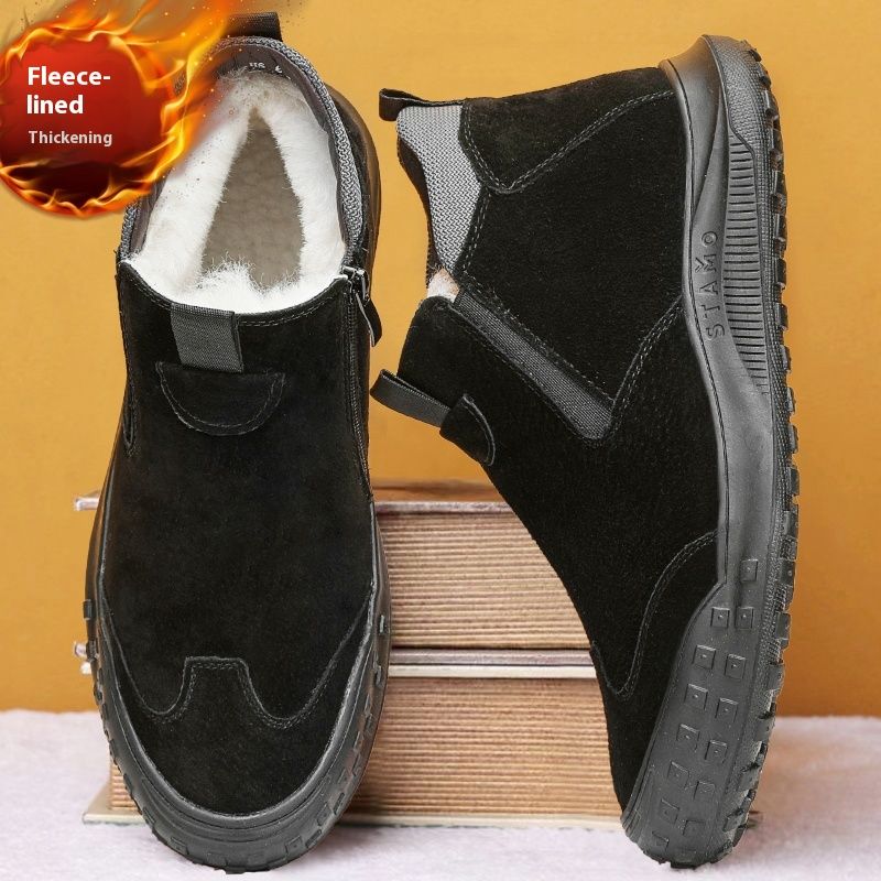Winter snow boots men, featuring a combination of fur, bread, and plush added warmth. These cotton shoes are designed_voghion.com