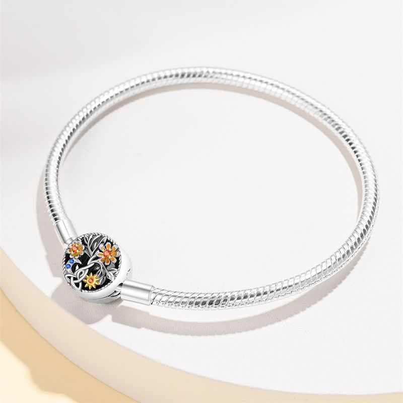 Gioielli da donna in argento 925 placcato rame bianco con albero della vita e fiocco di crisantemo, bracciale fai da te, ciondolo, perline, accessori_voghion.com