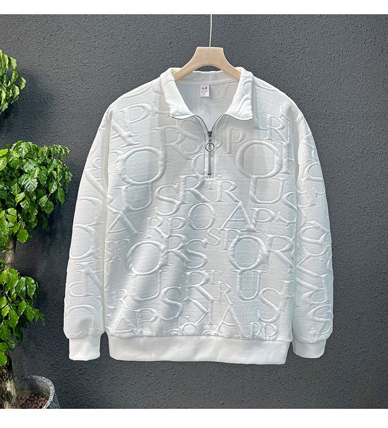 Teenage og fyre Modemærke jakke til mænd afslappet alle match ensfarvet halv lynlås høj krave sweater til mænd cool efterårstøj_voghion.com