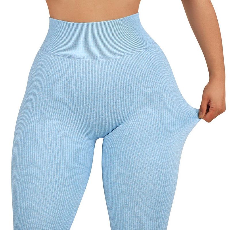 Yoga-Leggings für Damen mit dreidimensionalem Streifenmuster, einfarbig_voghion.com