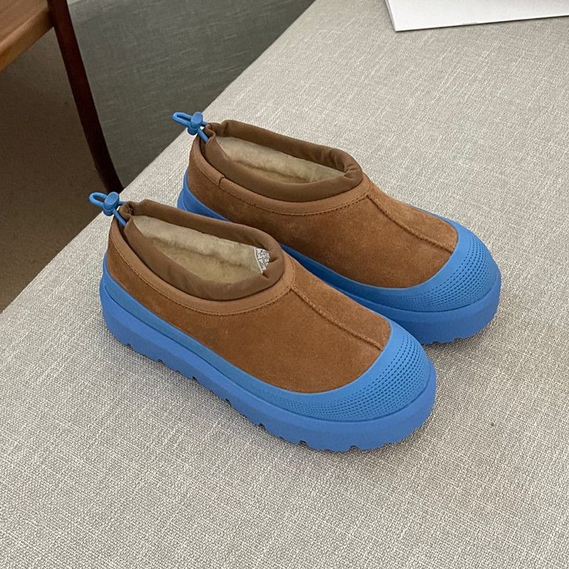 Sangpo Village Schneestiefel aus Schaffell, integriert, warm, für den Außenbereich, hohe Woll-Slipper für Damen, faule Schuhe_voghion.com