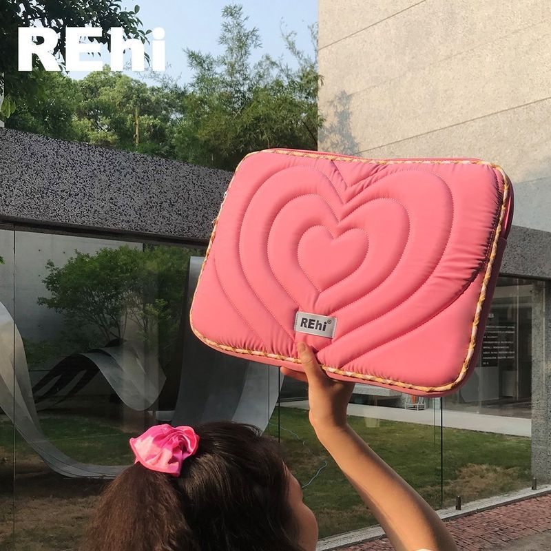 Rehi Heart-Shaped Laptop Bag 14 Book Notebook Sleeve 16 Inch_voghion.com