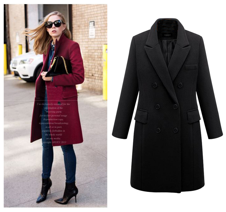 Trench da donna taglie forti Cappotto lungo in lana da donna Cappotto in lana da donna_voghion.com