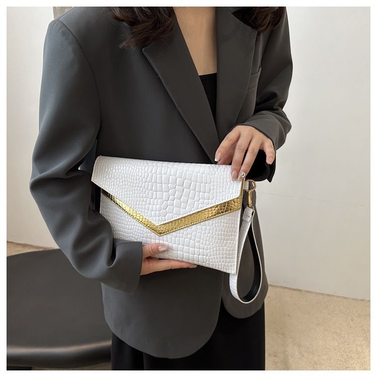 Handbag For Women Envelope Bag Crocodile Print Envelope Bag Personality Fashion Casual Temperament Color Contrast Banquet Bag_voghion.com