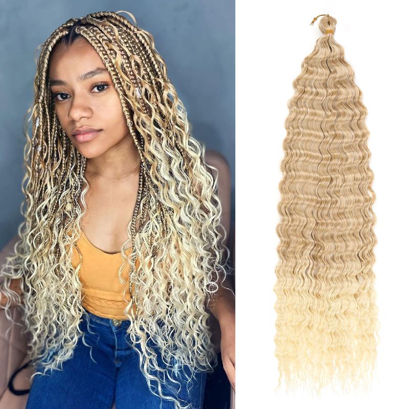 Deep Water Wave Crochet Hair Extensions – Europäischer und amerikanischer Stil, Kunstfaser, lockige Perücke_voghion.com