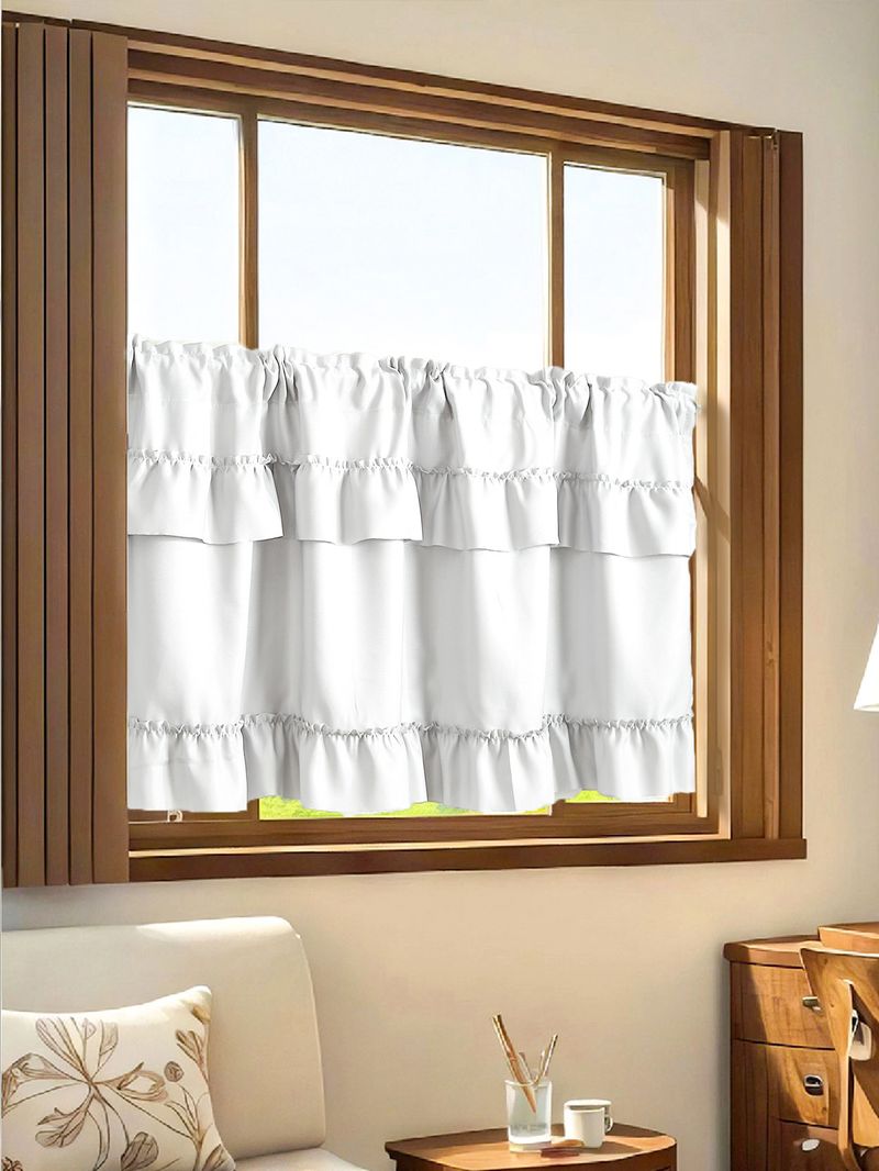 Cortinas semitransparentes modernas – cortinas de poliéster com babados para sala de estar (forro 100% blackout opcional, sem necessidade de furação, branco/prata/verde)_voghion.com