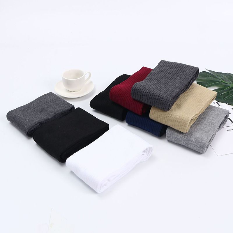 2025d Autumn Winter Solid Color Long Over-the-Knee Slouch For Women Fashion Versatile Knitted Wool Socks_voghion.com