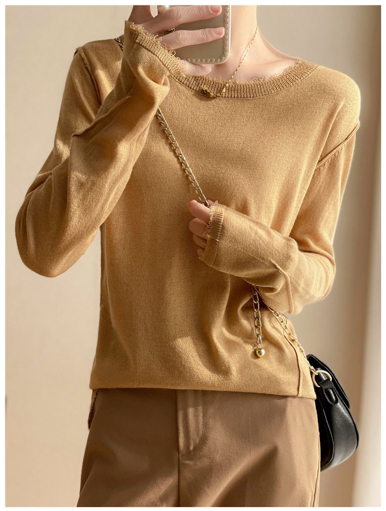 Elegant solid color ultra-fine for women's autumn winter new style knitted base thin, soft and skin friendly inner layer_voghion.com