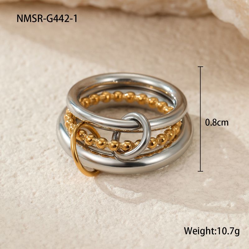 Anelli singoli impilabili in acciaio inossidabile con colori abbinati, placcati in oro 18k, personalità esagerata, gioielli da mano_voghion.com