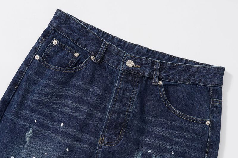 Roupas masculinas Far Archive Vintage Machete Old Flared Lavado Tinta Borda respingada Jeans Whisker danificado_voghion.com