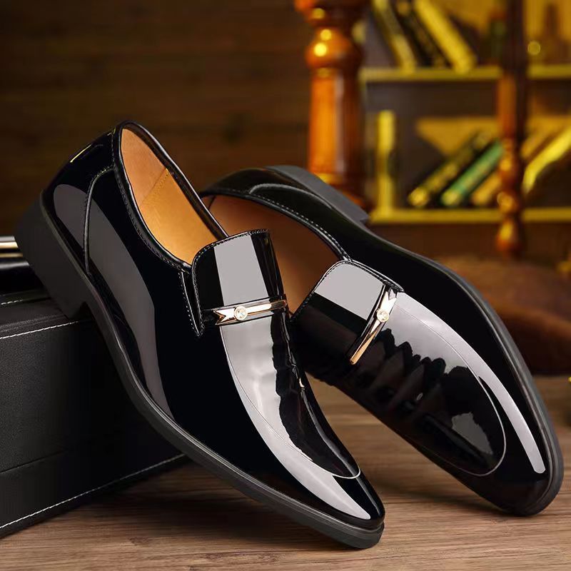 Leather For Men's Youth In Large Size, Business, Leisure, Formal Dress, Foot Covering Patent Leather, Glossy Shoes,_voghion.com