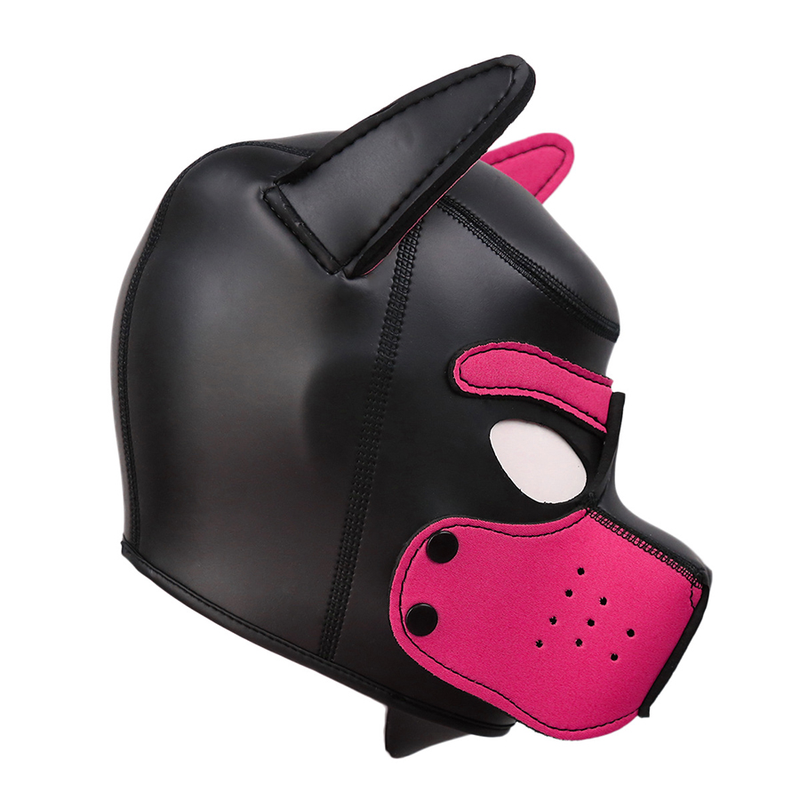 Gioca a maschera con cappuccio per cucciolo di cane mascherato con collare regolabile per il collo, giocattolo sessuale per uomini e donne, gioco di ruolo per animali domestici_voghion.com