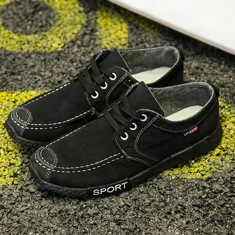 Männer Canvas Outdoor Atmungsaktive Casual Arbeitsschuhe Leichte Schnürung Feste Männliche Turnschuhe Flache Ferse Komfort Board Schuhe_voghion.com