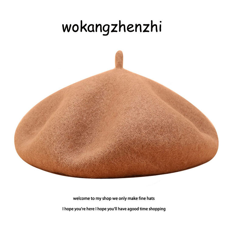 Wełniany beret damski Ishihara Satomi beret w tym samym stylu jesienno-zimowy wełniany beret retro niebieska czapka malarza_voghion.com