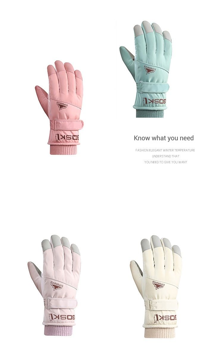 Winter Damen Ski Verdickt Für Outdoor Radfahren, Winddicht, Wasserdicht, Warm Und Plüsch Touchscreen Handschuhe, Gerade_voghion.com