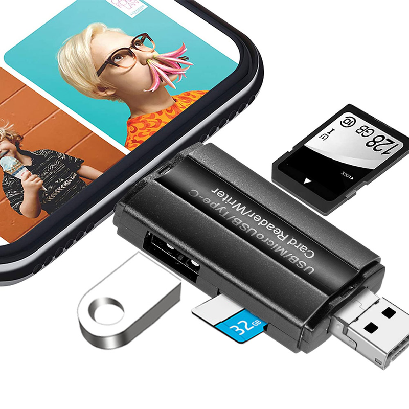 3-In-1 USB 2.0 Micro USB Type Usb C Memory Card Reader OTG SD/TF SDHC/SDXC/Micro SD/Micro SDHC/Micro SDXC/MMC Flash Card Reader_voghion.com
