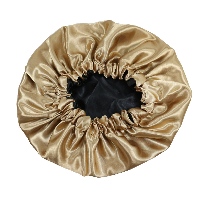 Berretto da notte in seta da donna, berretto nero in raso riccio, fibbia giapponese, regolabile, traspirante, caldo, rotondo_voghion.com