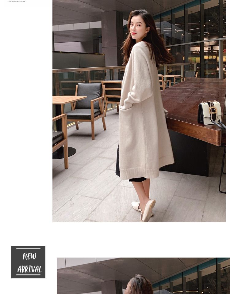 Autumn Winter 2021 New Sweater Long Coat Elegant Solid Color Outerwear Shawl Knitted Cardigan Women's Trendy_voghion.com