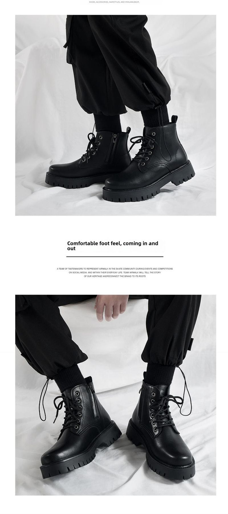 Chef Men's Shoes Spring Non-slip Waterproof Kitchen High-top Leather Boots Black Casual Leather Shoes Spring Sports Martin Trendy Shoes_voghion.com