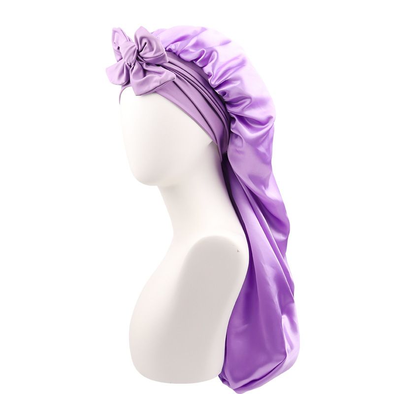 Hijab & Turban, doppellagig, Satin, lange Röhre, Schleife, Nachtmütze für Frauen mit elastischem Band, Seide, verlängerte Haarpflegekappe, doppelseitig tragbar_voghion.com