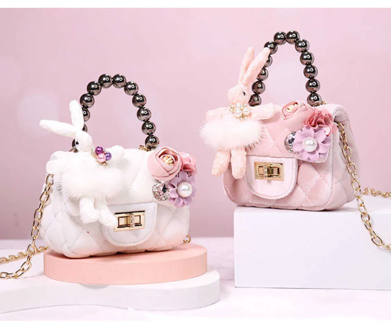 Sacs à dos mode enfants sacs à main et sacs à main pour fille perle chaîne Veet princesse sacs de messager enfants habiller_voghion.com