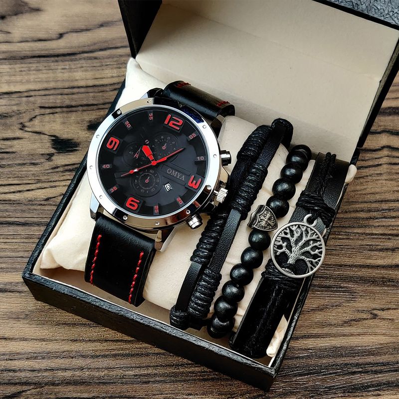 Reloj de pulsera para hombre, resistente al agua, de moda, con correa de acero inoxidable, calendario, de cuarzo, caja de regalo_voghion.com