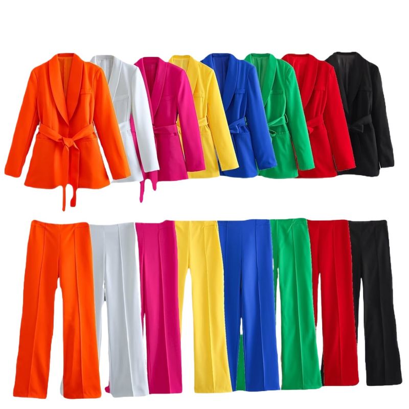 2023 Spring New Women's Clothing Belted Casual Blazer + Pants Set_voghion.com