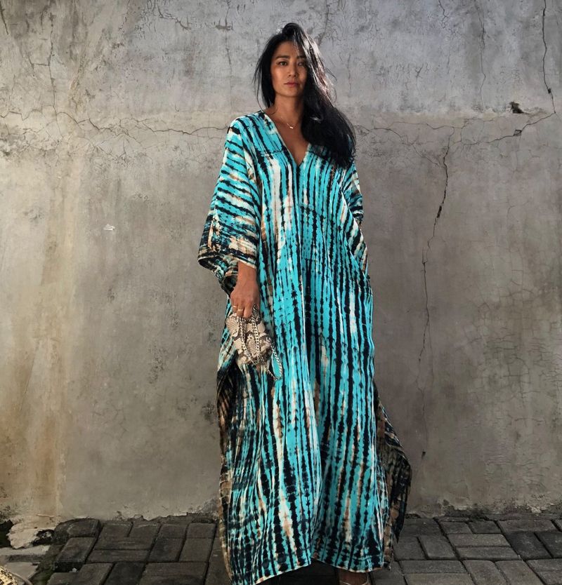 Robe de plage en rayonne pour femmes, tenue de vacances à fleurs teintes _voghion.com