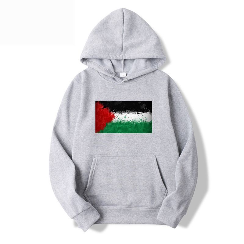 Felpa con cappuccio casual tinta unita con tema Pakistan-Israele Palestina da donna_voghion.com