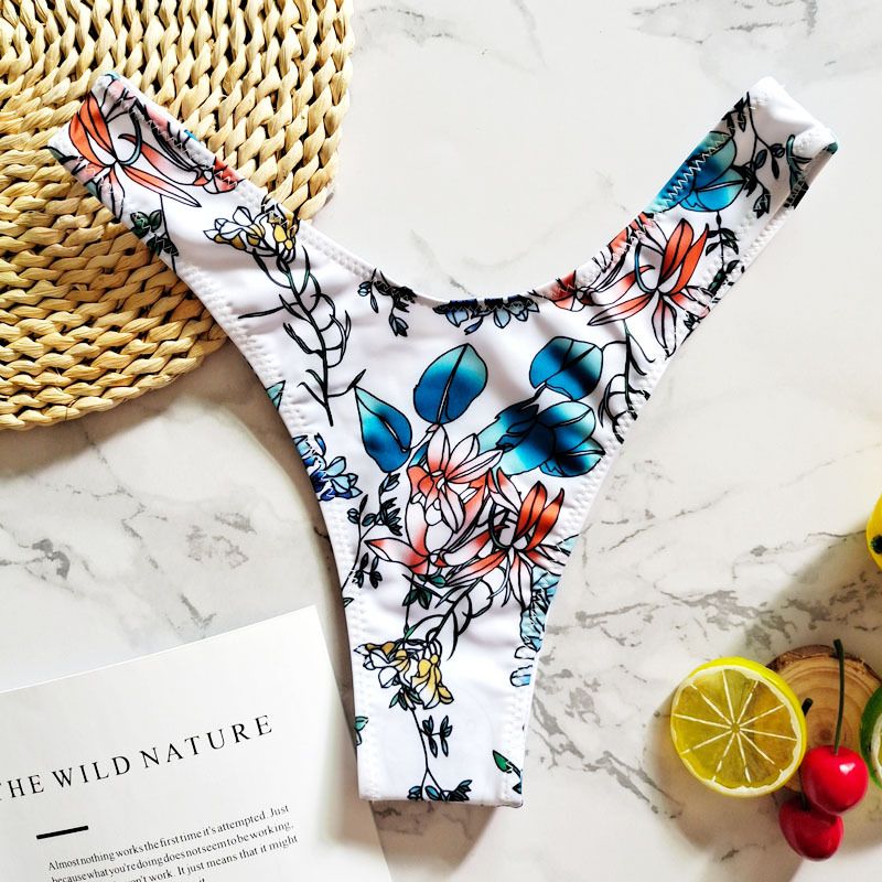 New Printed Women's Sexy Two-Piece Bikini Brazilian Hot Spring V-String Swim Bottoms_voghion.com