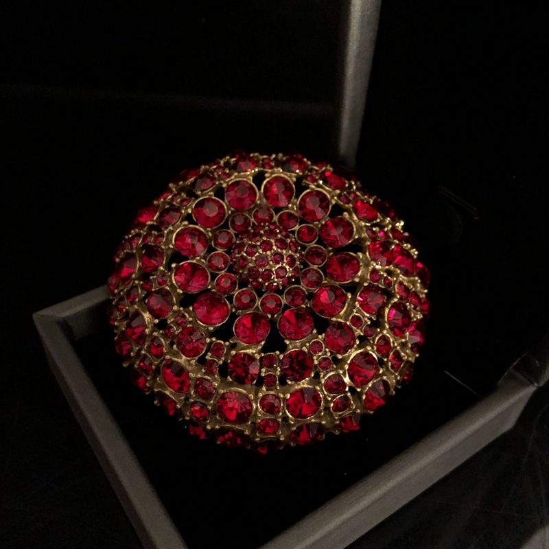 Rote Edelstein und Diamant Corsage Vintage Palast Stil All-in-One Pin Dame_voghion.com