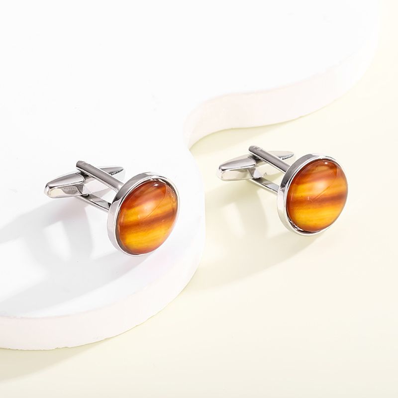 new round diamond crystal men's business cufflinks shirt cuff nails banquet alloy metal_voghion.com