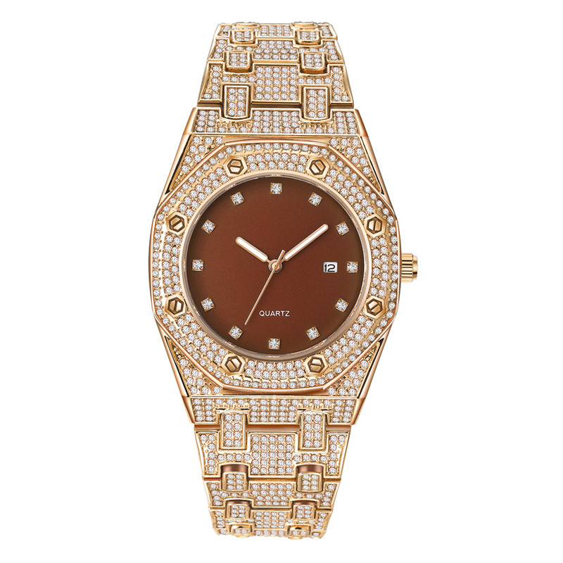 Instagram niche luxury style men's hip-hop diamond inlaid giant sparkling calendar quartz watch for men_voghion.com