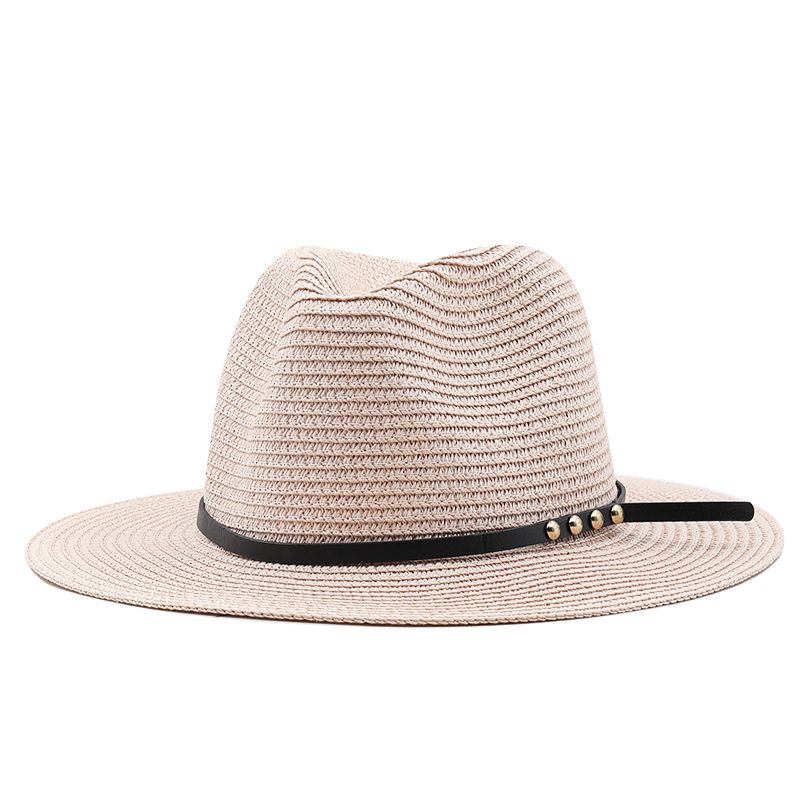 Hot Sale Summer new adjustable straw for men and women Fedora sun beach khaki jazz hat_voghion.com