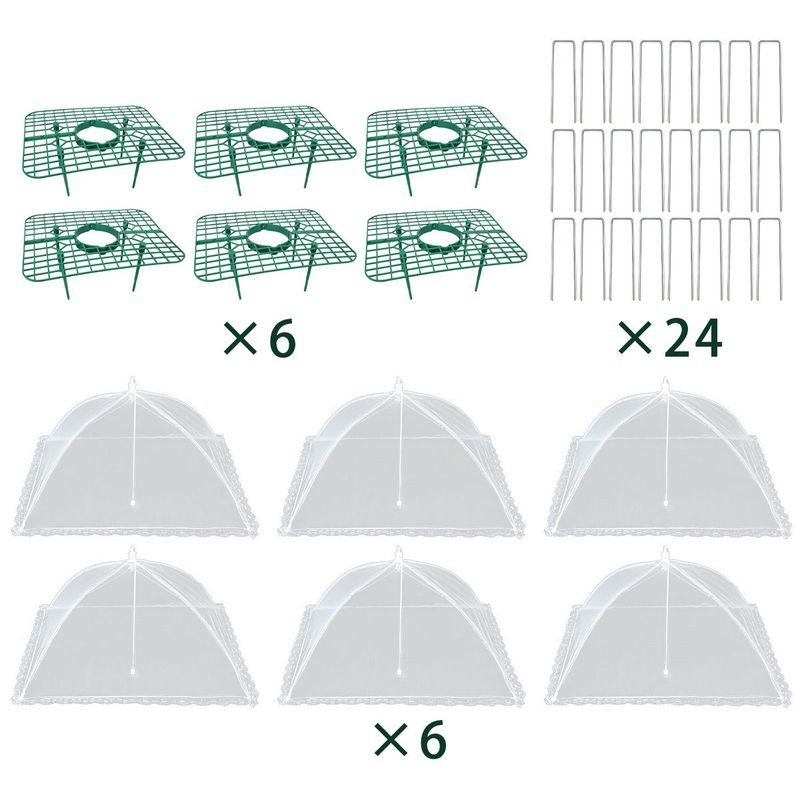 6 Sets Strawberry Supports With 24 Ground Nails Square Strawberry Growing Support Stakes Reusable Cloche Dome For Outdoor Garden Vegetable_voghion.com