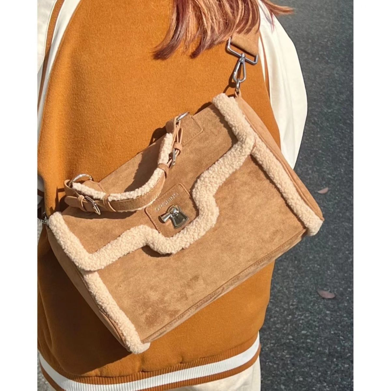 ORGEING Winter Limited Edition Advanced Mid Ancient Lamb Borsa per documenti di grande capacità che può essere estesa diagonalmente_voghion.com