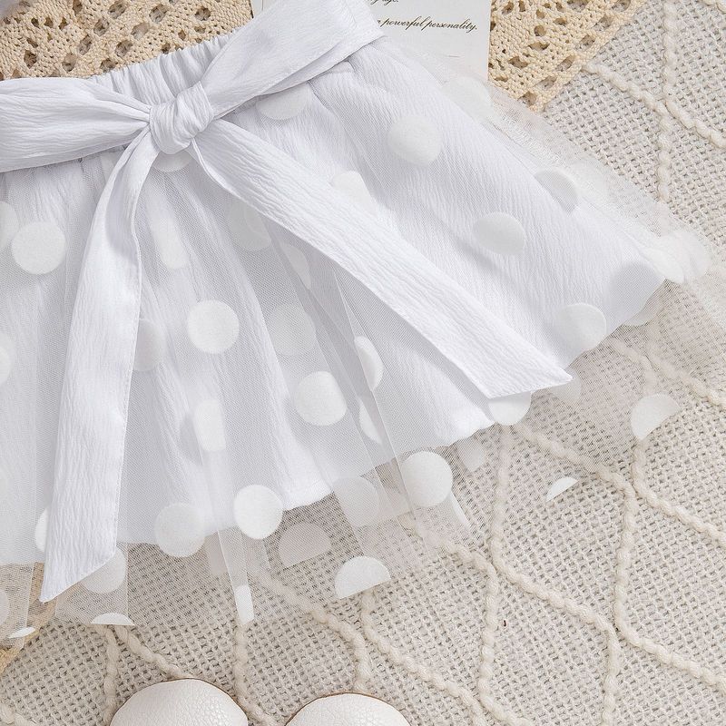 Kinderbekleidung, Sommeranzüge, modische Camisole-Westen mit Punkten, Netzröcke, mehrteilige Anzüge_voghion.com