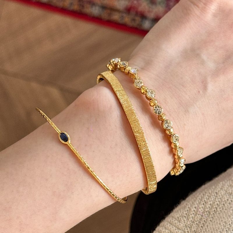 Braccialetto sottile, semplice ed elegante, di alta qualità, a strisce verticali, con bordo largo, a strati, in pietra Hao blu e oro, autunno e inverno_voghion.com