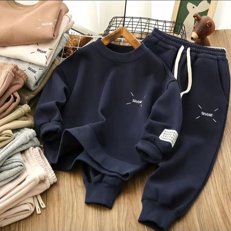 Sports Fréijoerskleedung, 2023 Nei Jongen Casual Koreanesch Editioun Kanner Pullover Zwee Stéck Set Trend_voghion.com