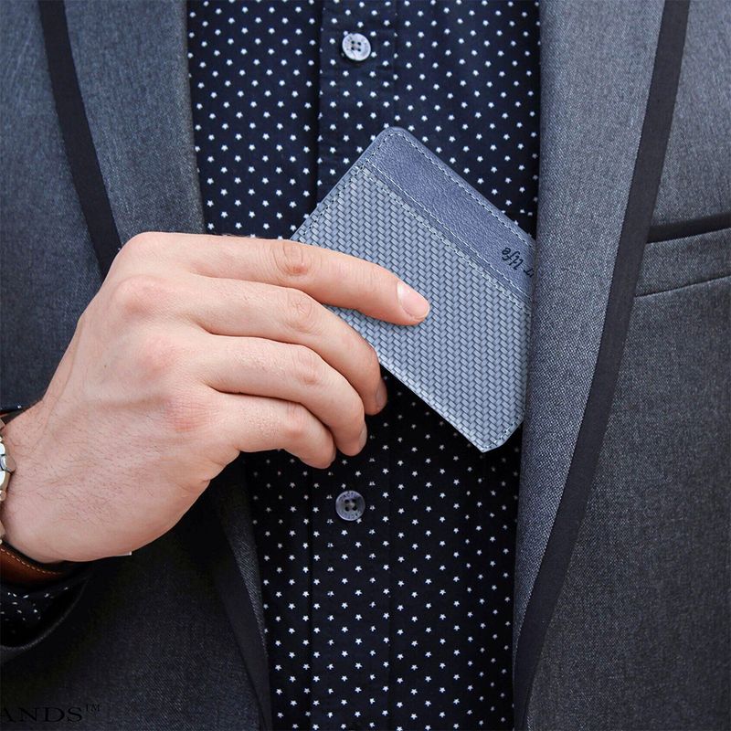 TechGlobe Phone Back Sticker 3M Adhesive Slot Holder Multi-Functional Clip PU Leather Simple Solid Color Card Case_voghion.com