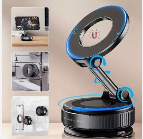 Vacuum Magnetic Suction Cup Car Phone Holder Stand Mount 360° Rotation_voghion.com