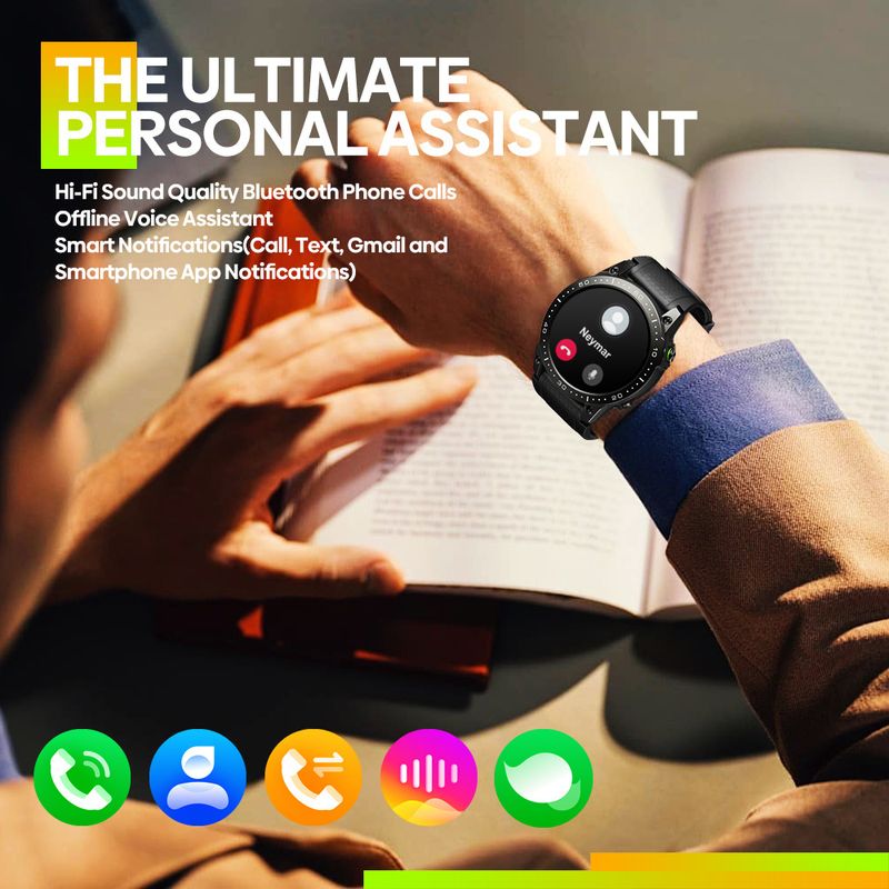 Neu AMOLED Bildschirm Wasserdicht Bluetooth Anruf Sport Modus Gesundheit Erkennung Soziale Unterhaltung Intelligente Erinnerung Fernbedienung Selfie_voghion.com